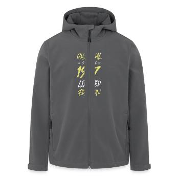 1987 Limited Edition - Men’s Recycled Softshell Jacket by Stanley/Stella - anthracite - Front - AI Model Male 185 light (185cm)