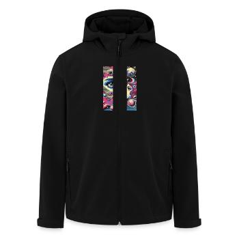 Cosmic Vision- Blick ins Unendliche - Recycelte Männer Softshell-Jacke von Stanley/Stella - Schwarz - Vorne - AI Model Male 185 light (185cm)