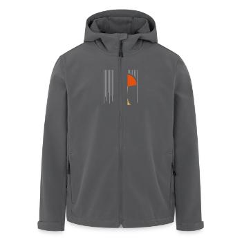 Mensch im Regen - Minimal - Recycelte Männer Softshell-Jacke von Stanley/Stella - Schwarz - Vorne - AI Model Male 185 light (185cm)