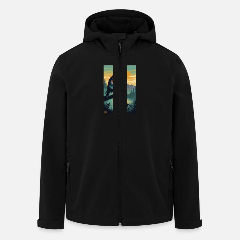 "Nature Within: Silhouette Bird Art" - Men’s Recycled Softshell Jacket by Stanley/Stella - black