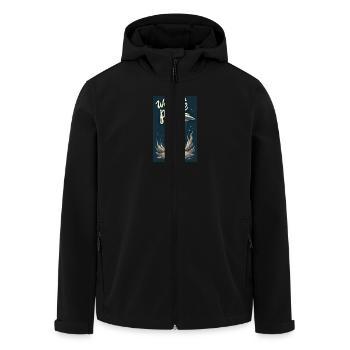 Ein netter, kleiner Alien entsteigt seinem UFO - Recycelte Männer Softshell-Jacke von Stanley/Stella - Schwarz - Vorne - AI Model Male 185 light (185cm)
