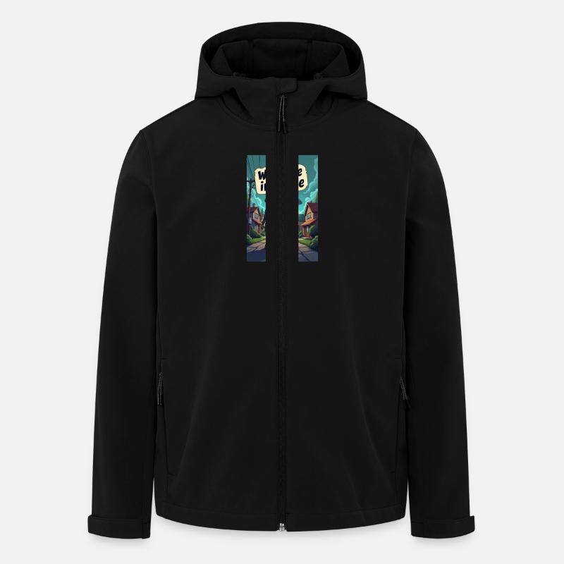 Ein netter, kleiner Alien entsteigt seinem UFO - Recycelte Männer Softshell-Jacke von Stanley/Stella - Schwarz