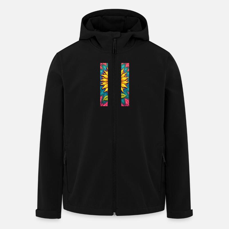 Freundlich lächelnde Sonnenblume - Recycelte Männer Softshell-Jacke von Stanley/Stella - Schwarz