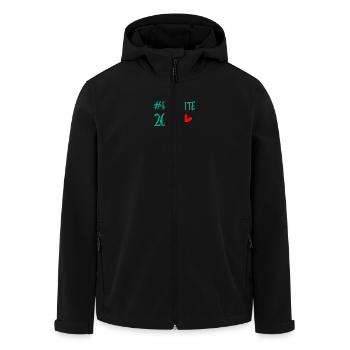 RETRAITE. BONNE RETRAITE. JOYEUSE RETRAITE. COEUR - Veste softshell homme en polyester recyclé Stanley/Stella - noir - Devant - AI Model Male 185 light (185cm)