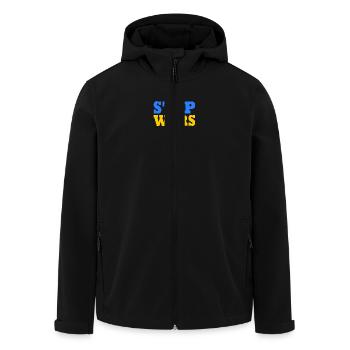 Stop war - Men’s Recycled Softshell Jacket by Stanley/Stella - black - Front - AI Model Male 185 light (185cm)