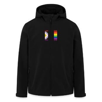 LOVE IS LOVE - Recycelte Männer Softshell-Jacke von Stanley/Stella - Schwarz - Vorne - AI Model Male 185 light (185cm)