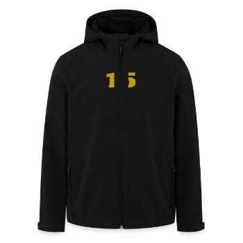 15. 15 YEARS. 15th ANNIVERSARY. 15 YEAR ANNIVERSARY. - Men’s Recycled Softshell Jacket by Stanley/Stella - black - Front - AI Model Male 185 light (185cm)