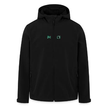 MERCI. MAÎTRESSE. MAÎTRE. MERCI MAÎTRESSE - Veste softshell homme en polyester recyclé Stanley/Stella - noir - Devant - AI Model Male 185 light (185cm)