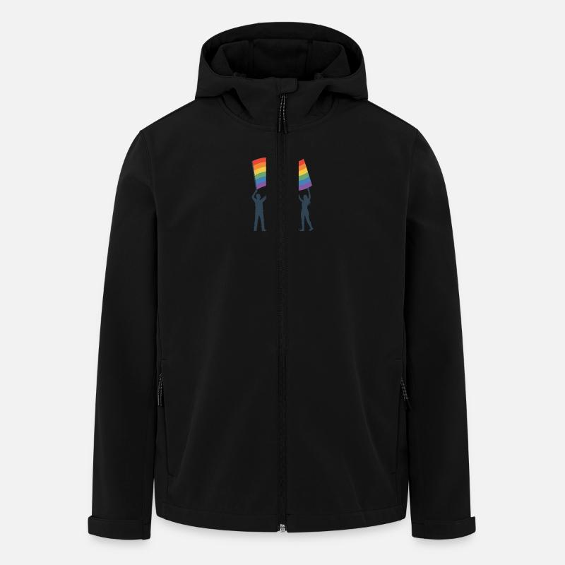 #PrideTogether #LGBTQUnity #RegenbogenFlagge #Quee - Veste softshell homme en polyester recyclé Stanley/Stella - noir