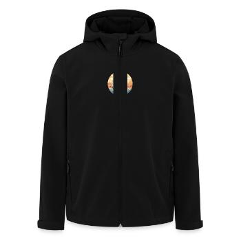 Cat Sailing in the Sunset, Romantic - Men’s Recycled Softshell Jacket by Stanley/Stella - black - Front - AI Model Male 185 light (185cm)