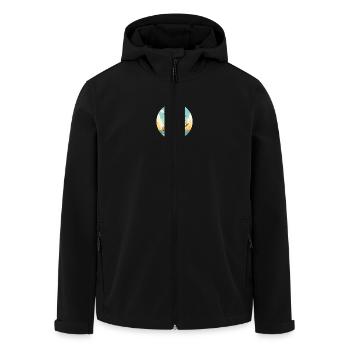 Sailing cat on sailboat, sunset tie - Men’s Recycled Softshell Jacket by Stanley/Stella - black - Front - AI Model Male 185 light (185cm)