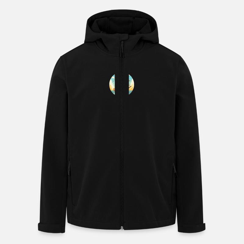 Chat à voile sur voilier, cravate coucher de soleil - Veste softshell homme en polyester recyclé Stanley/Stella - noir