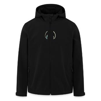 Astronaut with salami pizza space design - Men’s Recycled Softshell Jacket by Stanley/Stella - black - Front - AI Model Male 185 light (185cm)