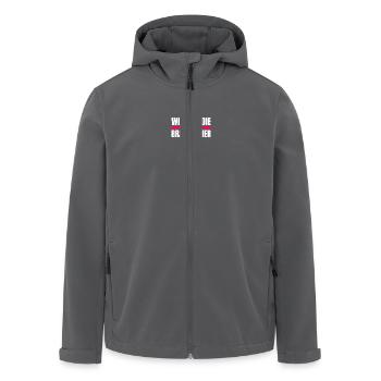 wir sind die brandmauer - Recycelte Männer Softshell-Jacke von Stanley/Stella - Schwarz - Vorne - AI Model Male 185 light (185cm)