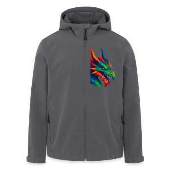 WPAP Stil Tiere - Drache - Recycelte Männer Softshell-Jacke von Stanley/Stella - Schwarz - Vorne - AI Model Male 185 light (185cm)