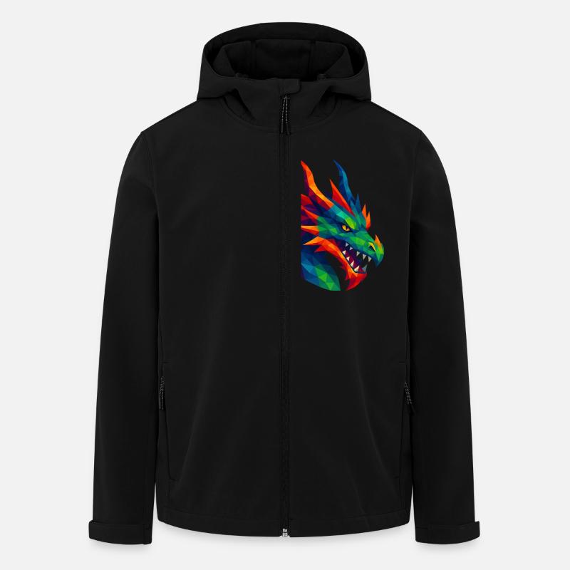 WPAP Stil Tiere - Drache - Recycelte Männer Softshell-Jacke von Stanley/Stella - Schwarz