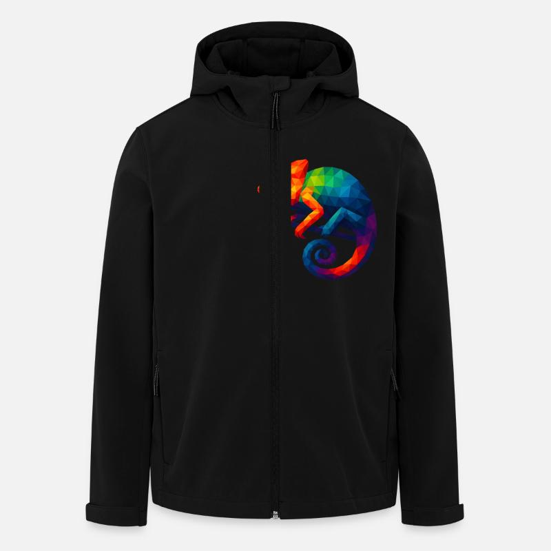 Animaux de style WPAP - Caméléon - Veste softshell homme en polyester recyclé Stanley/Stella - noir