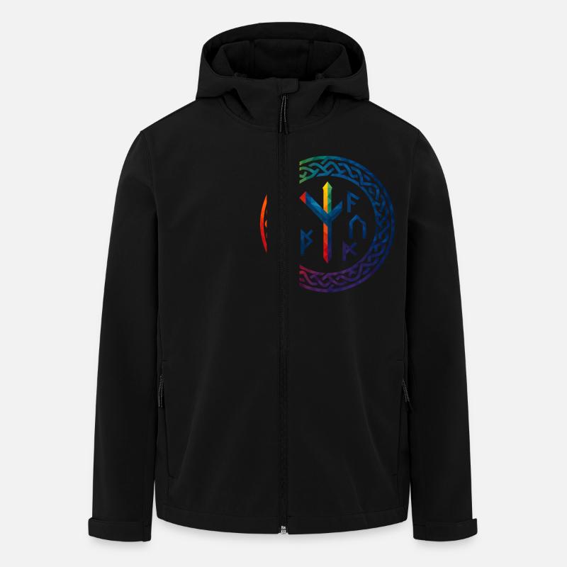 WPAP Polygon Stil - mythischer Runenring - Recycelte Männer Softshell-Jacke von Stanley/Stella - Schwarz