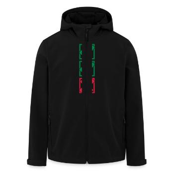 2 hooks and 1 X x - Men’s Recycled Softshell Jacket by Stanley/Stella - black - Front - AI Model Male 185 light (185cm)