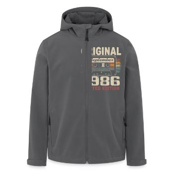 Septembre 1986 Anniversaire, Né en Septembre 1986 - Veste softshell homme en polyester recyclé Stanley/Stella - noir - Devant - AI Model Male 185 light (185cm)