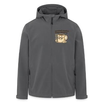 Zoom Meeting - Men’s Recycled Softshell Jacket by Stanley/Stella - black - Front - AI Model Male 185 light (185cm)