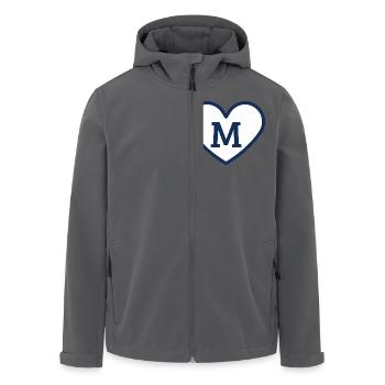 Buchstabe m Herz Sport Trend blau - Geschenkidee - Recycelte Männer Softshell-Jacke von Stanley/Stella - Schwarz - Vorne - AI Model Male 185 light (185cm)