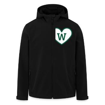 Buchstabe w Herz Sport Trend grün - Geschenkidee - Recycelte Männer Softshell-Jacke von Stanley/Stella - Schwarz - Vorne - AI Model Male 185 light (185cm)
