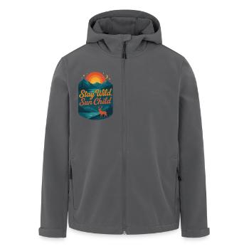 stay wild sun child | Natur Design - Recycelte Männer Softshell-Jacke von Stanley/Stella - Schwarz - Vorne - AI Model Male 185 light (185cm)