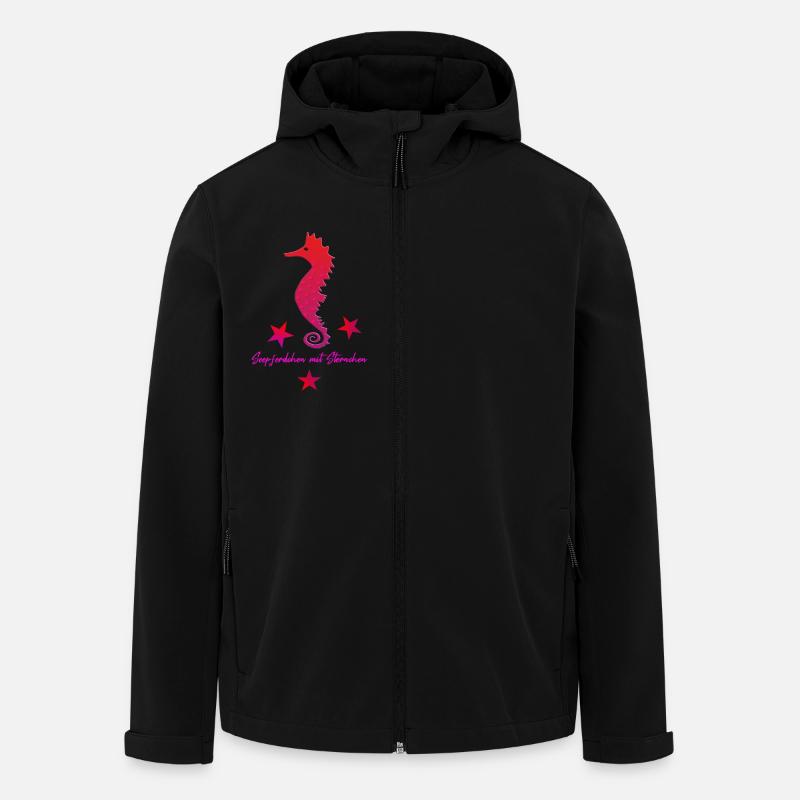 rotes Seepferd mit Sternchen - Recycelte Männer Softshell-Jacke von Stanley/Stella - Schwarz