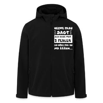 Meine Frau sagt, ich habe nur zwei Fehler... - Recycelte Männer Softshell-Jacke von Stanley/Stella - Schwarz - Vorne - AI Model Male 185 light (185cm)