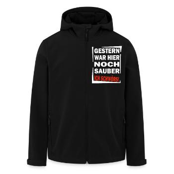 Chaot - Gestern war noch Sauber - Chaos Aufräumen - Recycelte Männer Softshell-Jacke von Stanley/Stella - Schwarz - Vorne - AI Model Male 185 light (185cm)