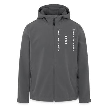 Disziplin über Motivation Zitat , Fitness - Recycelte Männer Softshell-Jacke von Stanley/Stella - Schwarz - Vorne - AI Model Male 185 light (185cm)