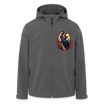 Book Witch with Poppies - Men’s Recycled Softshell Jacket by Stanley/Stella - black - Front - AI Model Male 185 light (185cm)