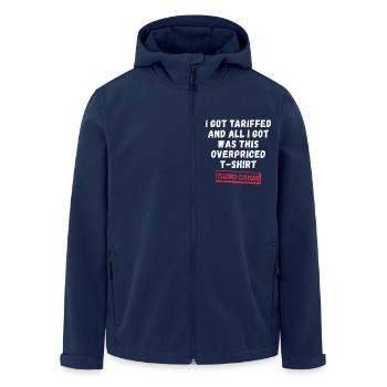 Contre les tarifs USA - Déclaration anti-douane - Veste softshell homme en polyester recyclé Stanley/Stella - marine - Devant - AI Model Male 185 light (185cm)