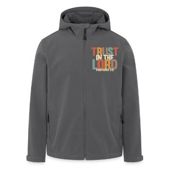 Trust in the Lord - Proverbs 3:5 - Men’s Recycled Softshell Jacket by Stanley/Stella - black - Front - AI Model Male 185 light (185cm)