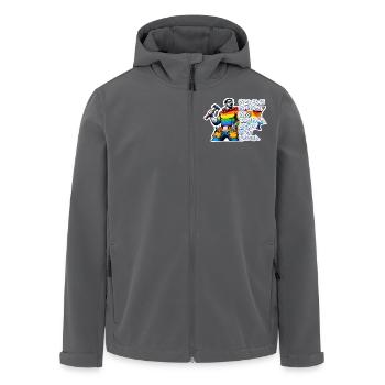 Papa – Super-héros aux couleurs de l’arc-en-ciel - Veste softshell homme en polyester recyclé Stanley/Stella - charbon - Devant - AI Model Male 185 light (185cm)