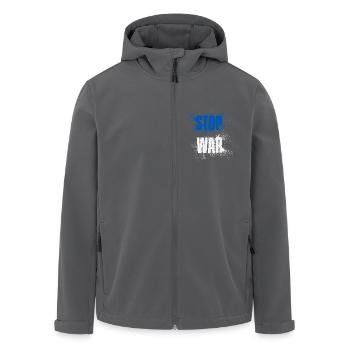 STOP WAR – NO WAR – PEACE – National Colors Israel - Men’s Recycled Softshell Jacket by Stanley/Stella - black - Front - AI Model Male 185 light (185cm)