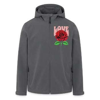 Amour avec la fleur de rose rouge Liebe mit der roten Rose - Veste softshell homme en polyester recyclé Stanley/Stella - noir - Devant - AI Model Male 185 light (185cm)
