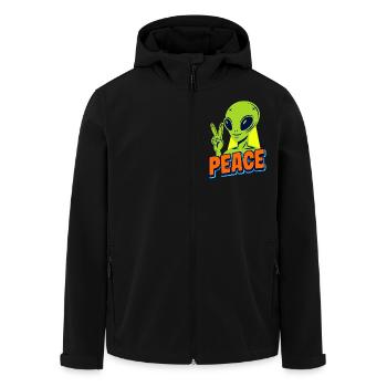 Funny green Alien with Peace sign Space - Recycelte Männer Softshell-Jacke von Stanley/Stella - Schwarz - Vorne - AI Model Male 185 light (185cm)