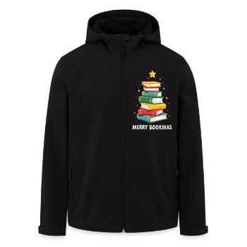 Merry Bookmas - Holiday Cheer for Book Lovers - Men’s Recycled Softshell Jacket by Stanley/Stella - black - Front - AI Model Male 185 light (185cm)
