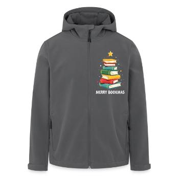 Merry Bookmas - Holiday Cheer for Book Lovers - Men’s Recycled Softshell Jacket by Stanley/Stella - black - Front - AI Model Male 185 light (185cm)