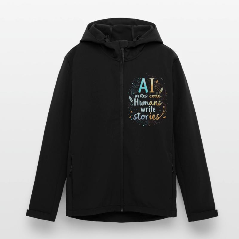 AI Writes Code - Humans Write Stories Men’s Recycled Softshell Jacket by Stanley/Stella