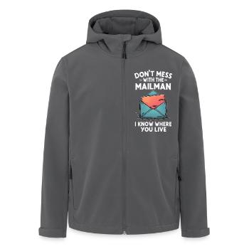 Don't Mess with the Mailman Humor - Men’s Recycled Softshell Jacket by Stanley/Stella - black - Front - AI Model Male 185 light (185cm)