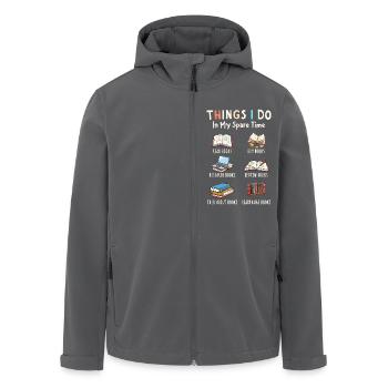 Ce que je fais pendant mon temps libre : Tout sur les livres - Veste softshell homme en polyester recyclé Stanley/Stella - noir - Devant - AI Model Male 185 light (185cm)