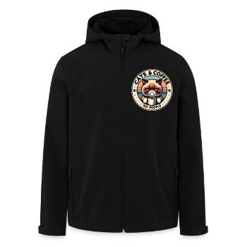 Katze und Kaffee keine Menschen - Recycelte Männer Softshell-Jacke von Stanley/Stella - Schwarz - Vorne - AI Model Male 185 light (185cm)
