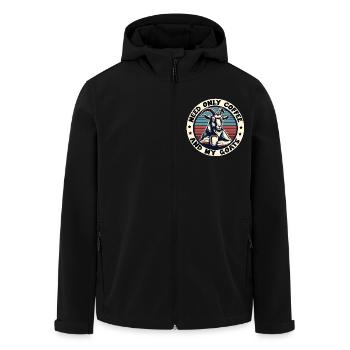 Brauche nur Kaffee und meine Ziegen - Recycelte Männer Softshell-Jacke von Stanley/Stella - Schwarz - Vorne - AI Model Male 185 light (185cm)
