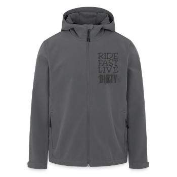 RIDE FAST LIVE DIRTY – MOUNTAINBIKE - MOTOCROSS - Recycelte Männer Softshell-Jacke von Stanley/Stella - Schwarz - Vorne - AI Model Male 185 light (185cm)