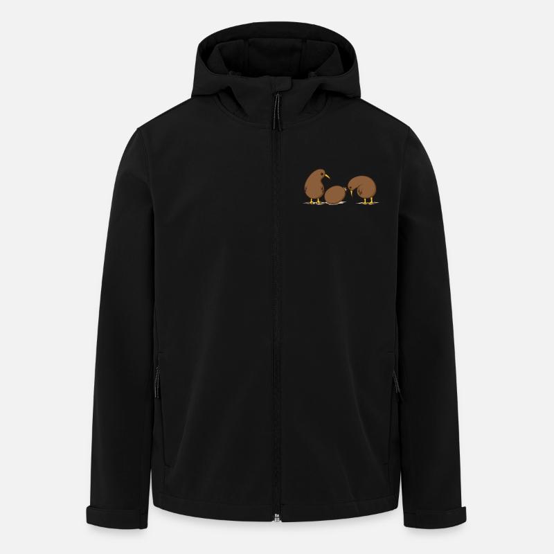 Zwei Kiwivögel mit einer Kiwifrucht - Recycelte Männer Softshell-Jacke von Stanley/Stella - Schwarz
