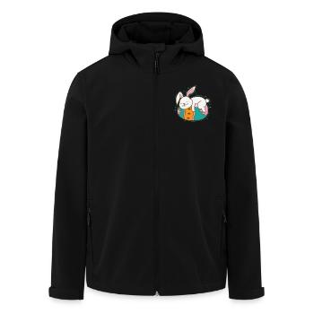 Osterhase auf Osterei Frühling - Recycelte Männer Softshell-Jacke von Stanley/Stella - Schwarz - Vorne - AI Model Male 185 light (185cm)