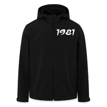 1981 Cadeau 44e Anniversaire 1981 Retro 1981 - Veste softshell homme en polyester recyclé Stanley/Stella - noir - Devant - AI Model Male 185 light (185cm)
